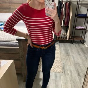 Red and white stripe top